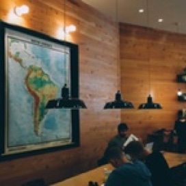 Students studying on campus cafe